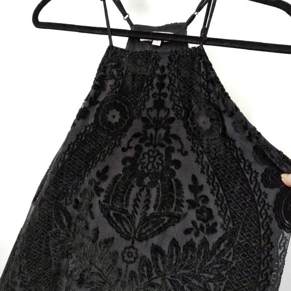 Francesca's Velour Tent Dress Sleeveless Black S - Picture 2 of 6